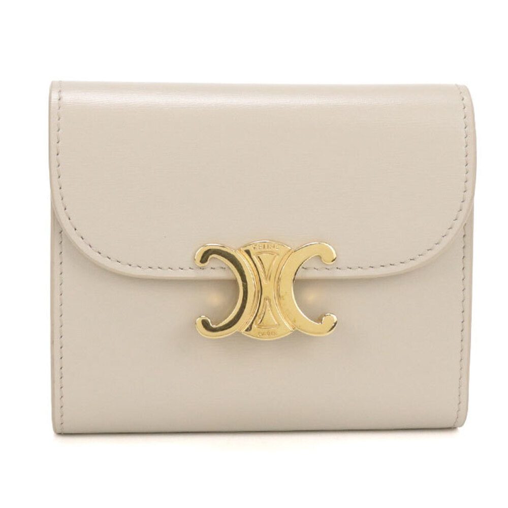 CELINE Celine Tri-fold Wallet 10D783DPV Small Flap Triomphe Women's Beige